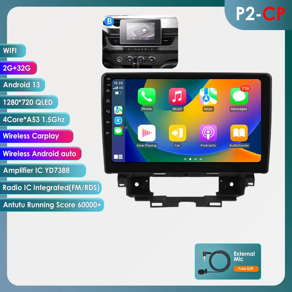 10.1" Car Android Intelligent System for Renault Kangoo 2019 - 2025 Radio Multimedia Player Carplay 4G WIFI GPS 360 Camera