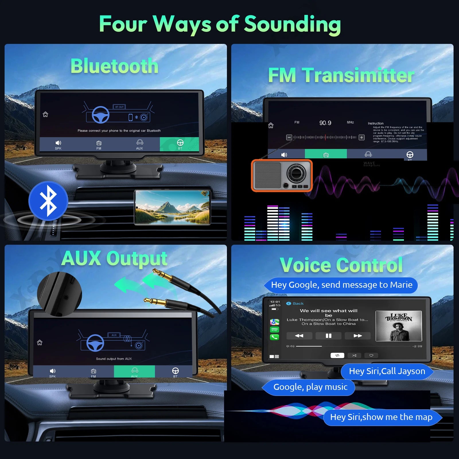 4K 10.26" Touch Screen Car DVR Dashcam Wireless Apple Carplay Android Auto Dual Lens Video Recorder Dual Dash Cam DVR