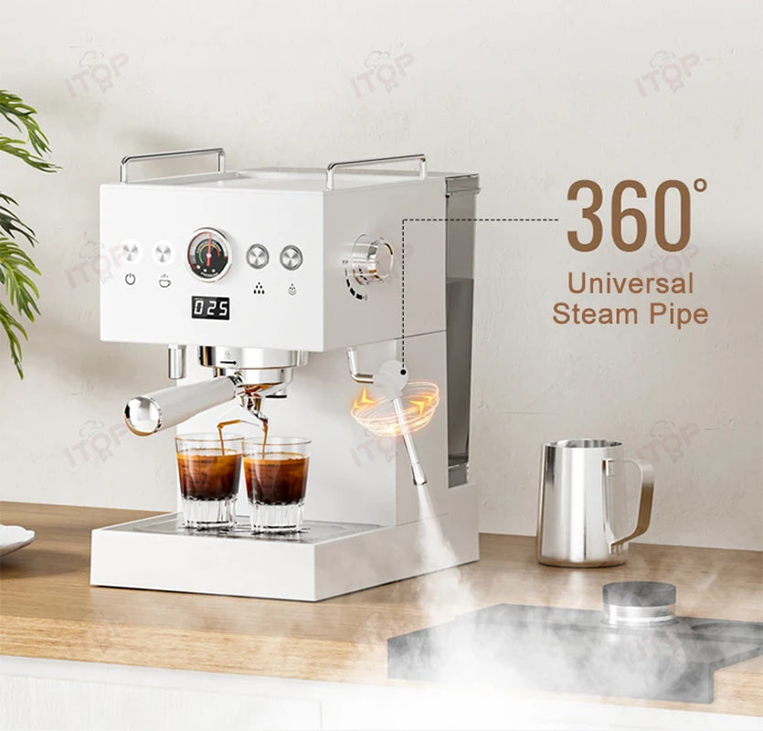 EC58 Semi-Automatic Espresso Machine Stainless Steel 15Bar Coffee Maker with PID Temperature Control ULKA Pump 1300W