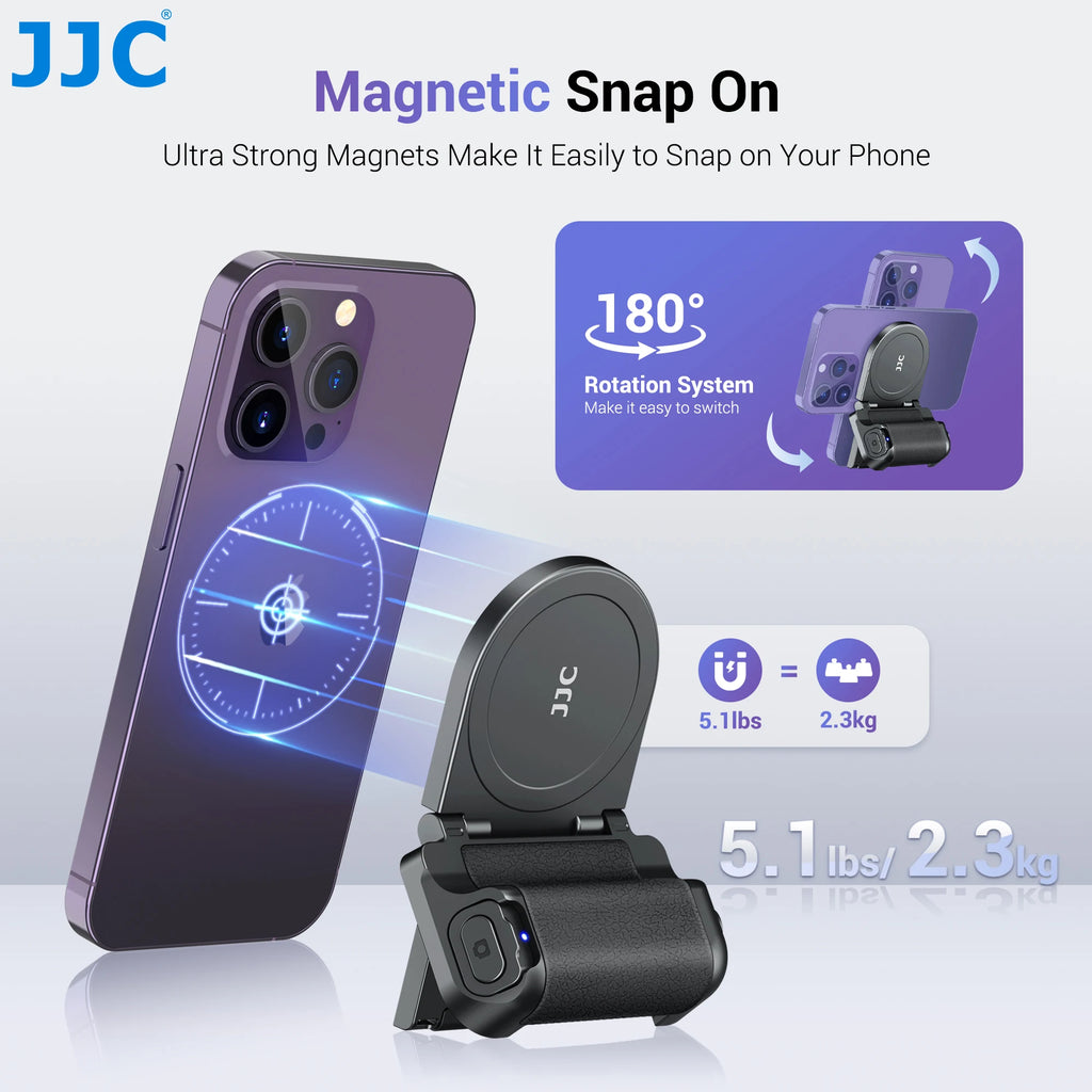 JJC Magnetic Snapgrip Phone Camera Shutter Hand Grip Smartphone Holder Wireless Shutter Remote Handle for Iphone 16 15 Samsung S
