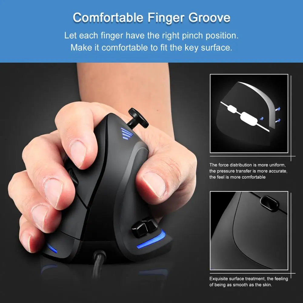 ZELOTES C18 Wired Mouse Vertical Ergonomic Mouse RGB Joysticks Programmable Laser Gaming Mice 10000 DPI for PC Computer Gamer