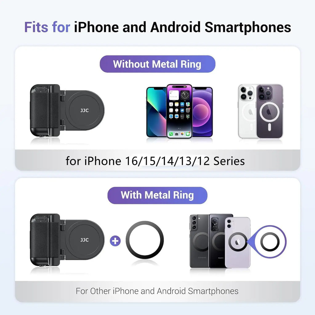 JJC Magnetic Snapgrip Phone Camera Shutter Hand Grip Smartphone Holder Wireless Shutter Remote Handle for Iphone 16 15 Samsung S