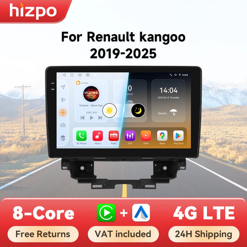 10.1" Car Android Intelligent System for Renault Kangoo 2019 - 2025 Radio Multimedia Player Carplay 4G WIFI GPS 360 Camera