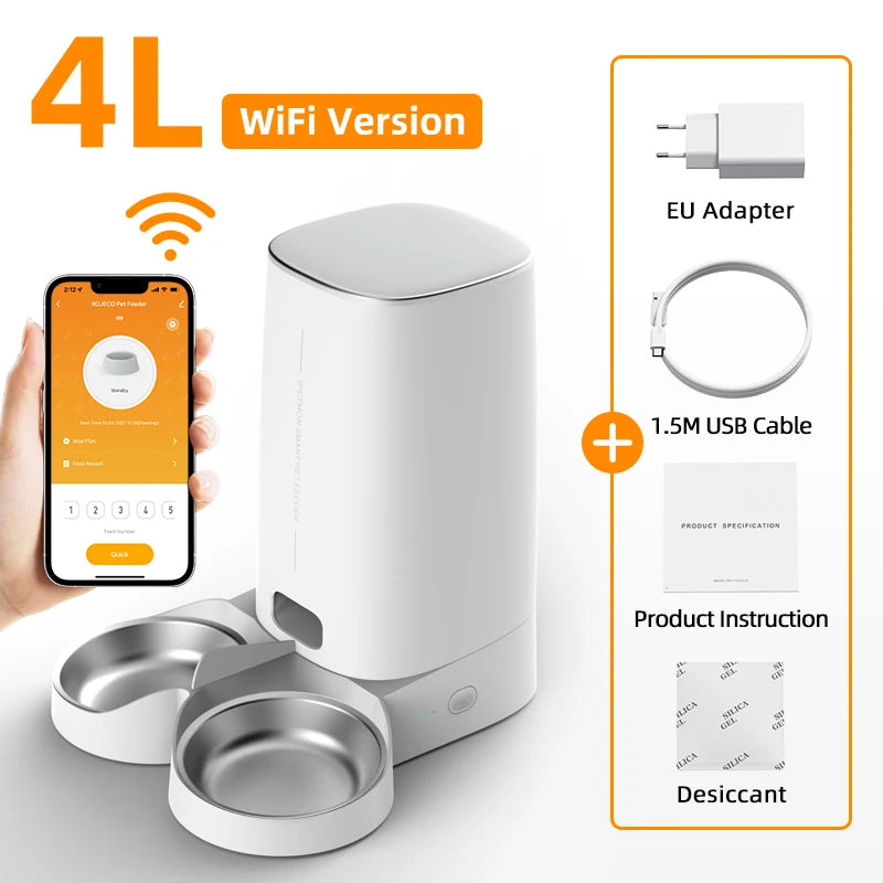 ROJECO Automatisk Kattematmaskin 4L – WiFi-styrt med App