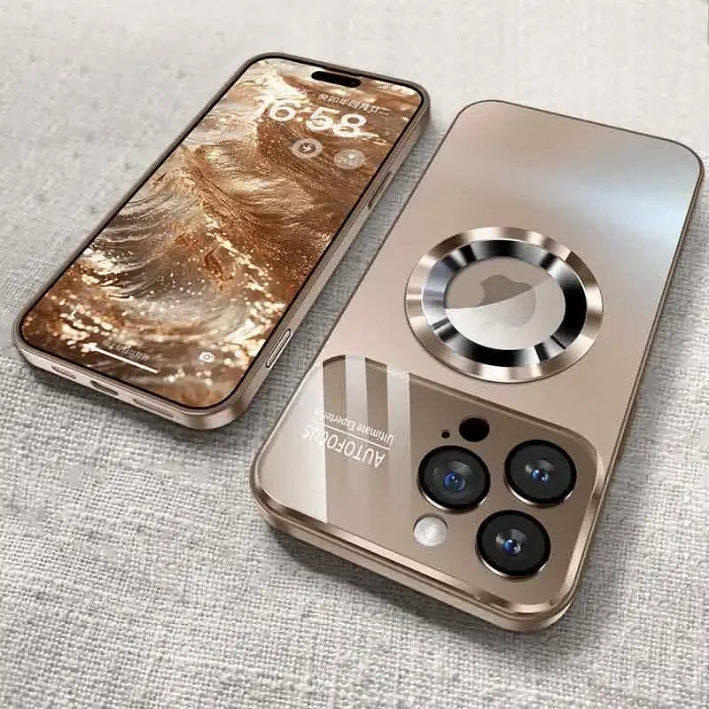 Luksusdeksel med glasskamera og MagSafe – iPhone 17 / 16 / 15 / 14 / 13 / 12 ,Pro ,Max ,Plus