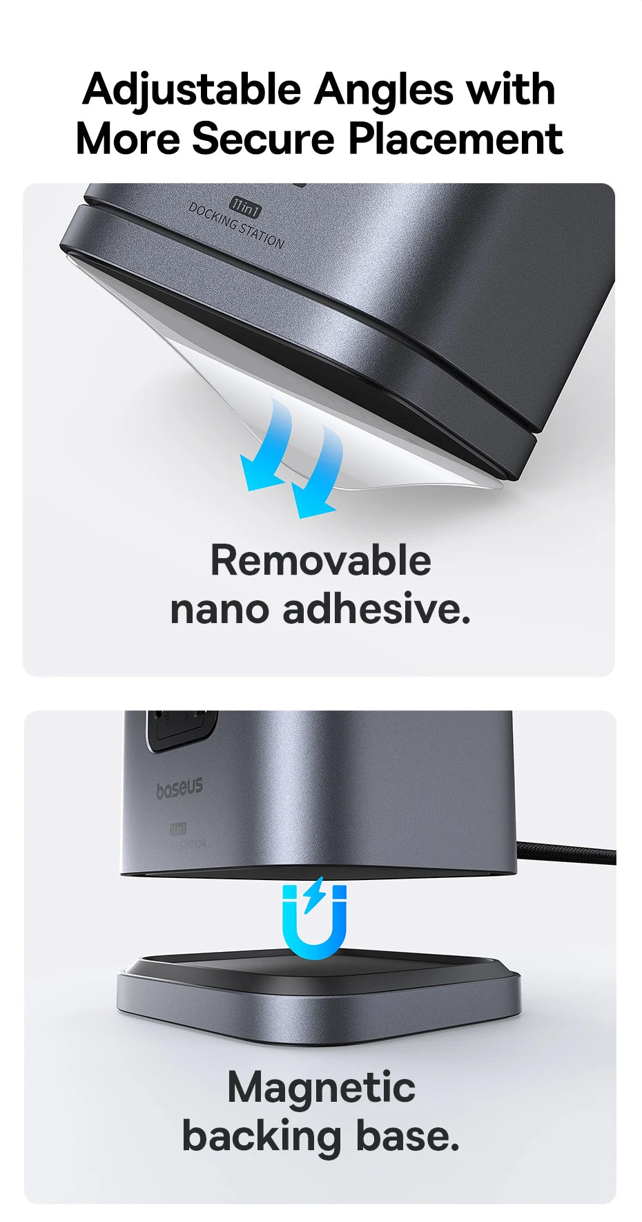 Baseus Spacemate USB-C Dokkingstasjon 11-i-1 / 12-i-1 – 4K@60Hz, 10 Gbps USB, Gigabit LAN og PD 100W