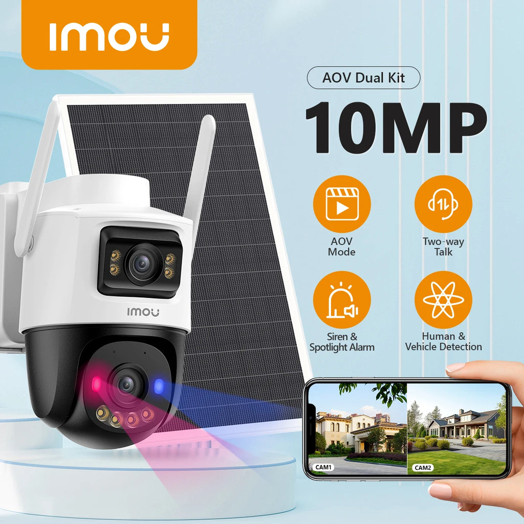 IMOU AOV Dual 10MP – Solcelledrevet 4G/WiFi PTZ Sikkerhetskamera med Dobbel Linse