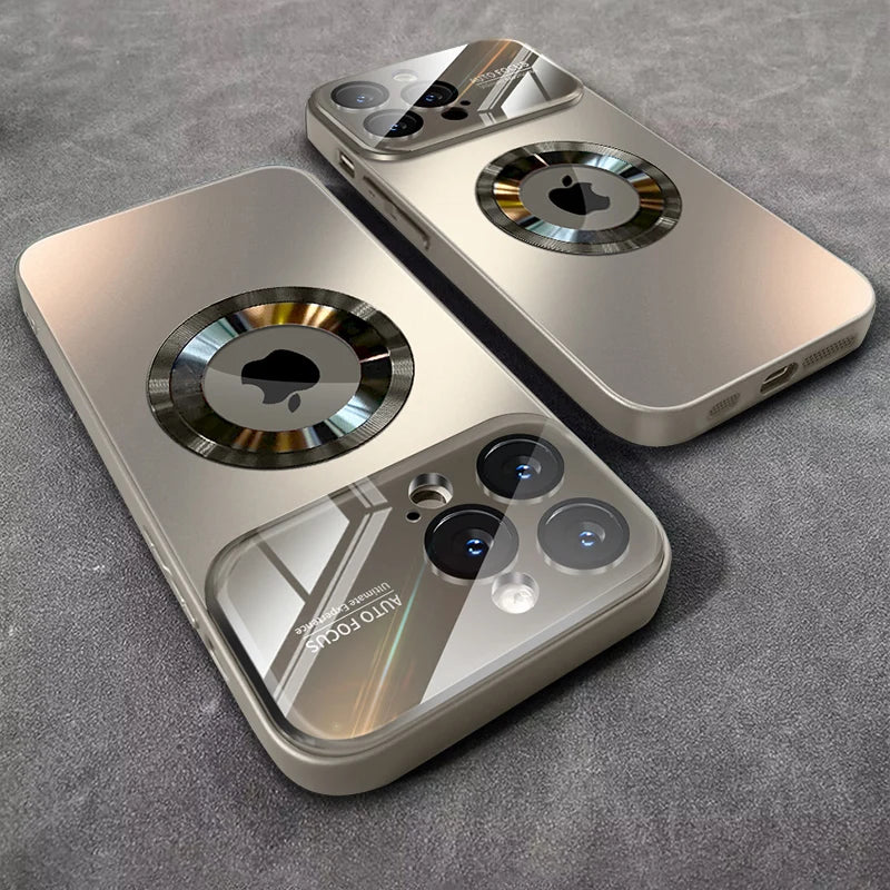 Luksusdeksel med glasskamera og MagSafe – iPhone 17 / 16 / 15 / 14 / 13 / 12 ,Pro ,Max ,Plus