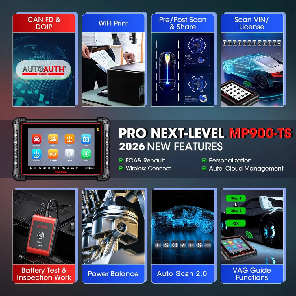 Autel MaxiPRO MP900-TS – Profesjonelt OBD2 Diagnostikkverktøy med Full TPMS, ECU-koding og Toveis Kontroll