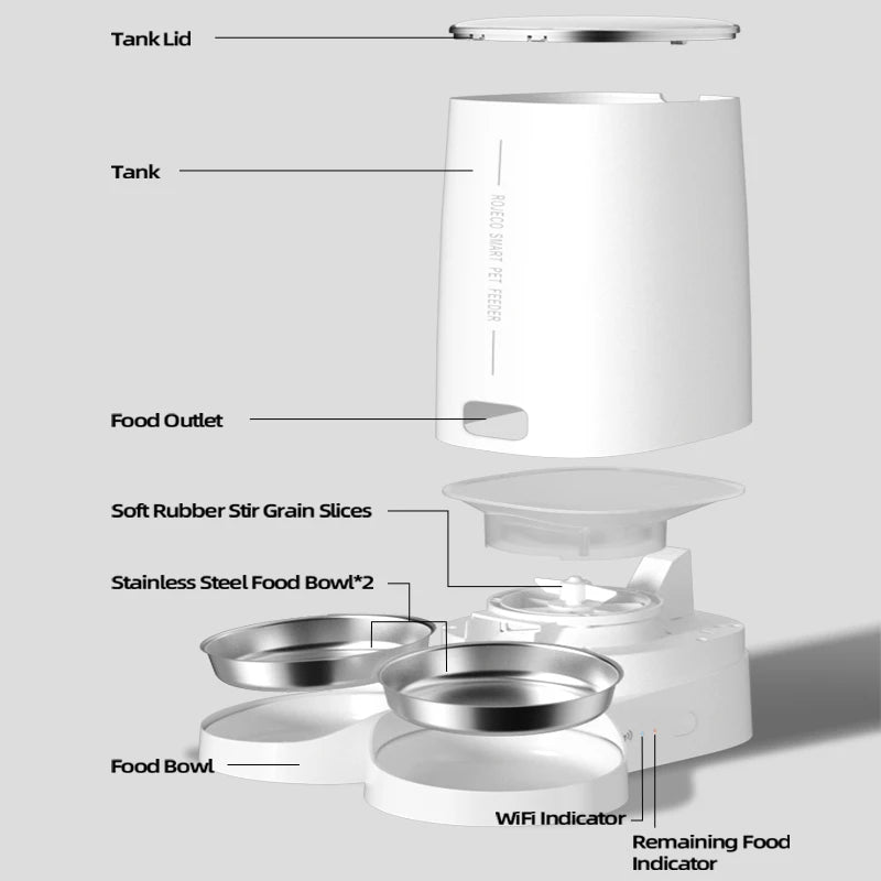ROJECO Automatisk Kattematmaskin 4L – WiFi-styrt med App