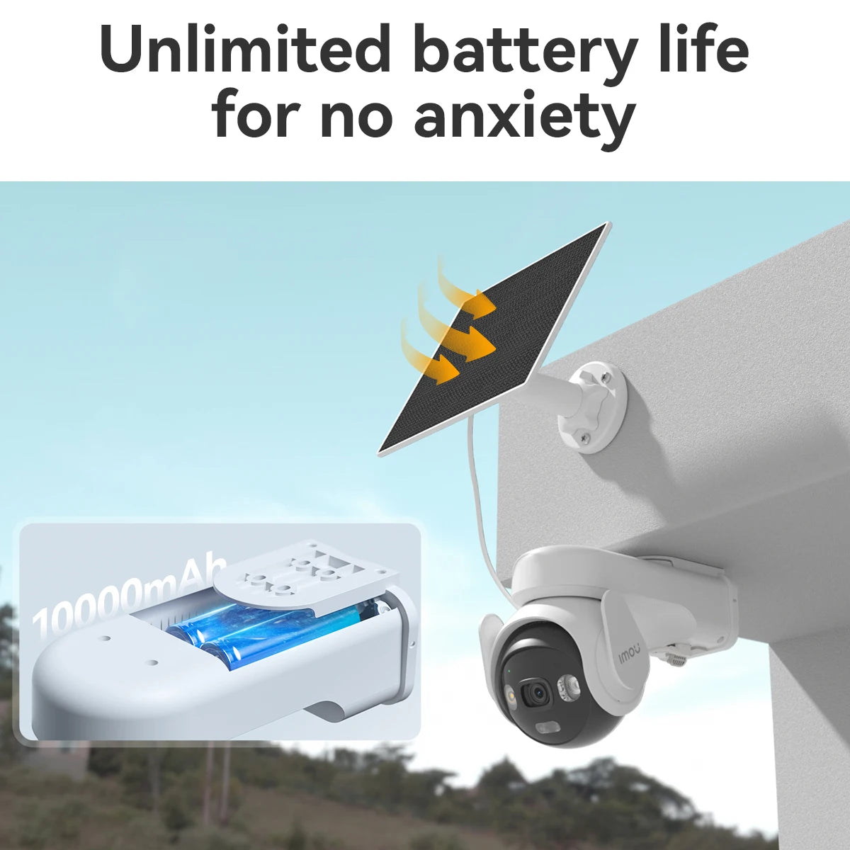 IMOU AOV PT 5MP Solcelledrevet Sikkerhetskamera – WiFi, 360° PTZ, 10000mAh, Auto-sporing