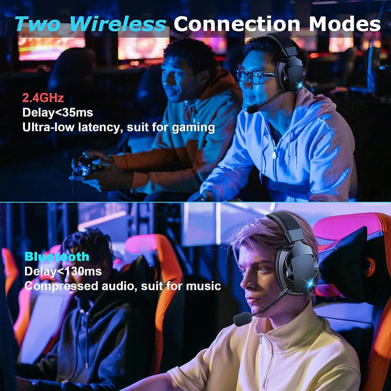 Acinaci 2.4GHz Trådløst Gaming Headset – PS5, PS4, PC | Bluetooth med Mikrofon