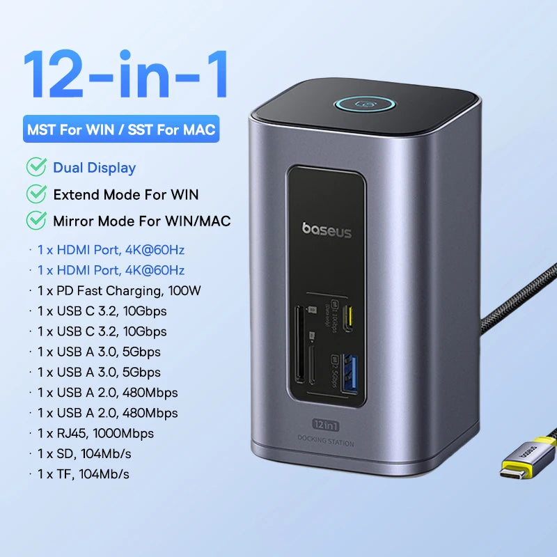 Baseus Spacemate USB-C Dokkingstasjon  for mac / win