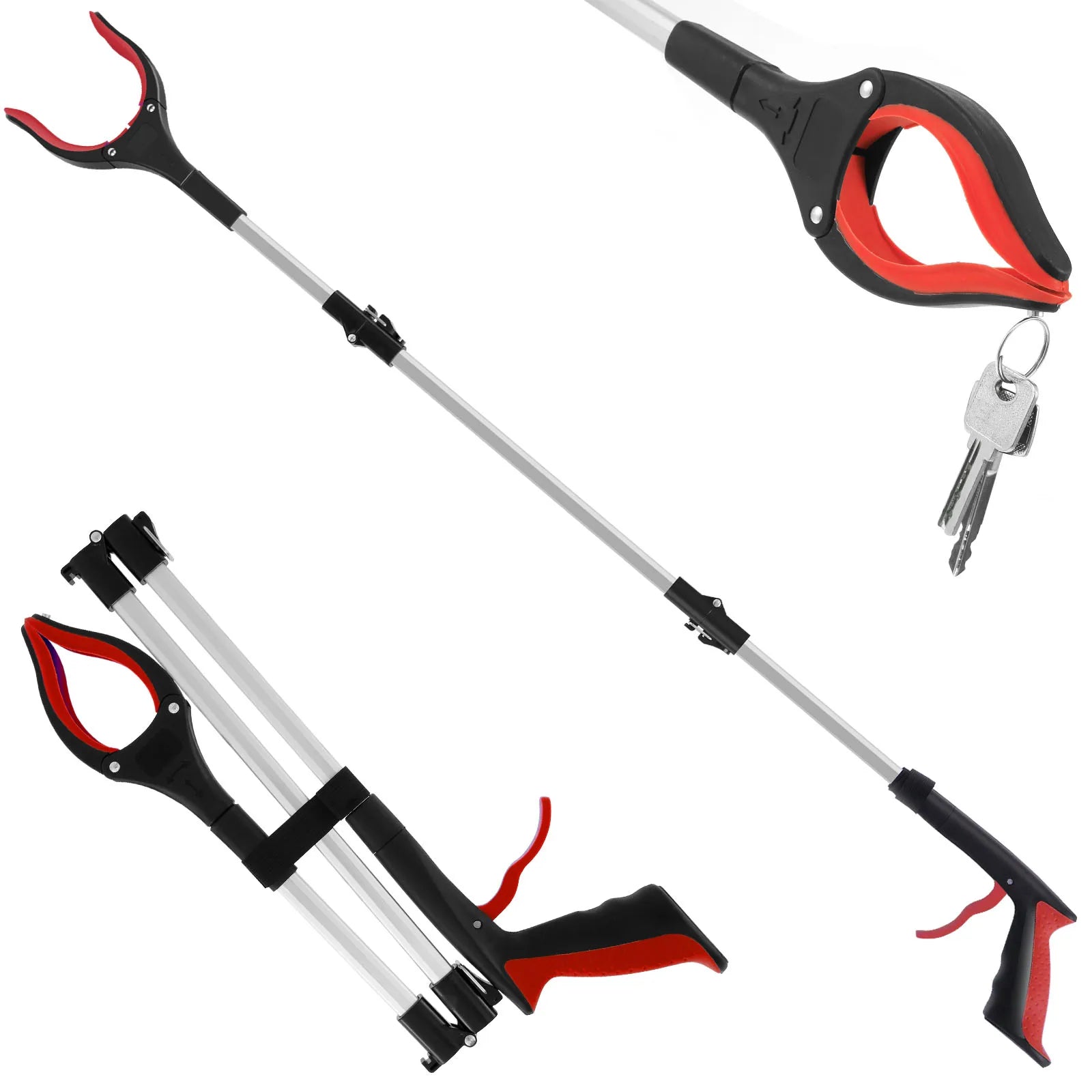 Sammenleggbar Søppelplukker med 360° Roterende Klype – 109 cm, Sklisikre Kæver, Hjelpemiddel for Eldre og Funksjonshemmede