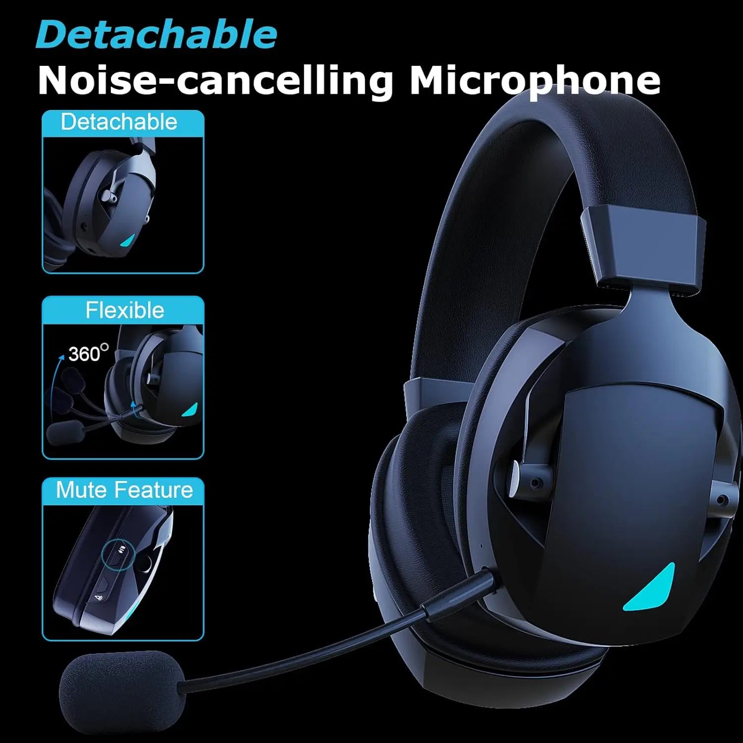 Acinaci 2.4GHz Trådløst Gaming Headset – PS5, PS4, PC | Bluetooth med Mikrofon