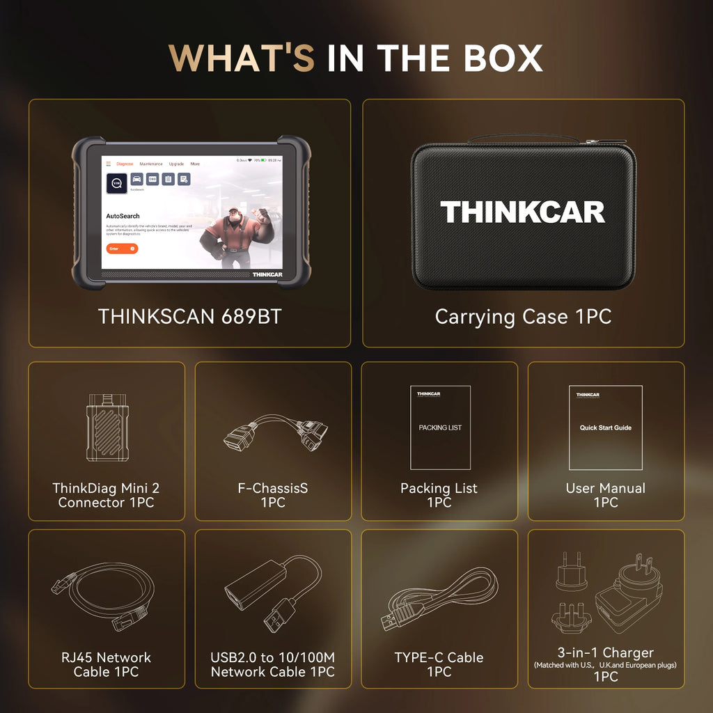 THINKCAR THINKSCAN 689BT – OBD2 Diagnoseverktøy med Nøkkelprogrammering, ECU Coding, CANFD og DOIP