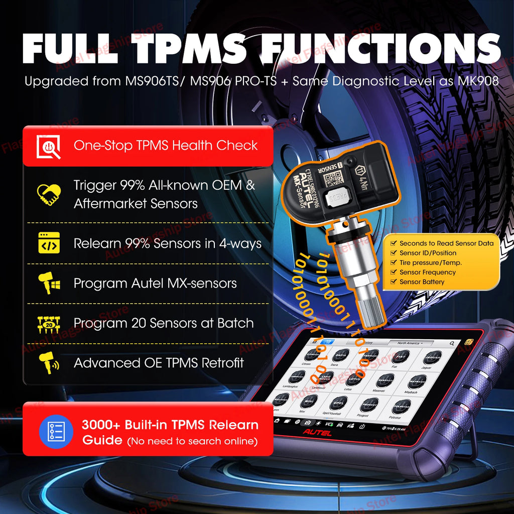 Autel MaxiPRO MP900-TS – Profesjonelt OBD2 Diagnostikkverktøy med Full TPMS, ECU-koding og Toveis Kontroll