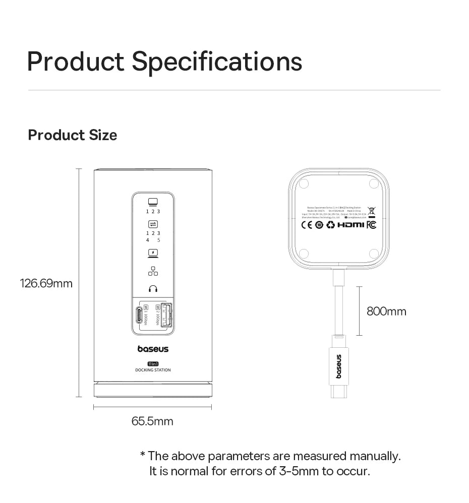 Baseus Spacemate USB-C Dokkingstasjon 11-i-1 / 12-i-1 – 4K@60Hz, 10 Gbps USB, Gigabit LAN og PD 100W