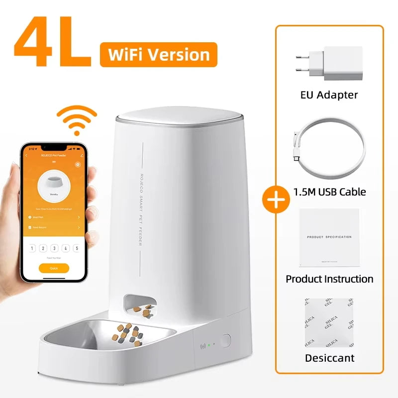 ROJECO Automatisk Kattematmaskin 4L – WiFi-styrt med App