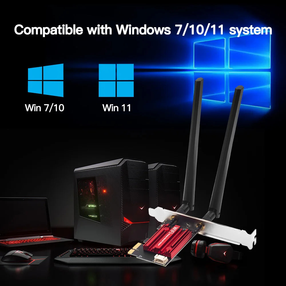 FENVI WiFi 5 AC1200 PCI-E Trådløst Nettverkskort – Dual Band 2.4G/5GHz + Bluetooth 4.2