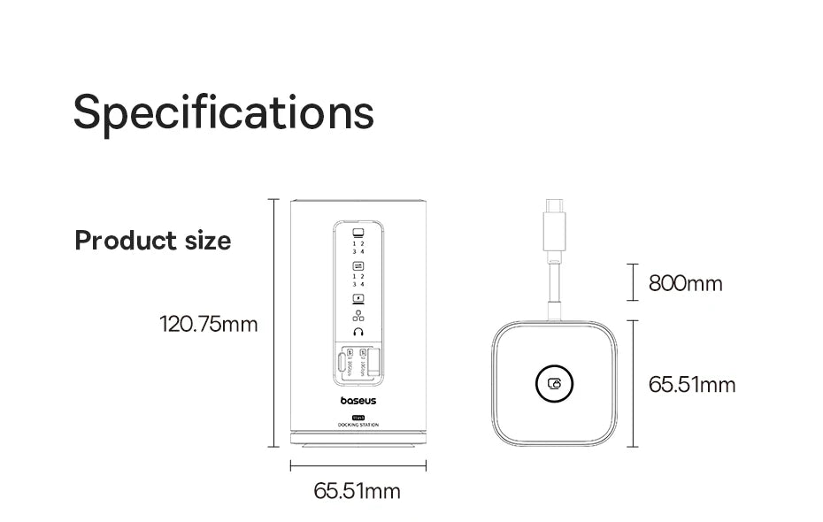 Baseus Spacemate USB-C Dokkingstasjon 11-i-1 / 12-i-1 – 4K@60Hz, 10 Gbps USB, Gigabit LAN og PD 100W