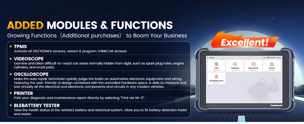 THINKCAR THINKSCAN 689BT – OBD2 Diagnoseverktøy med Nøkkelprogrammering, ECU Coding, CANFD og DOIP