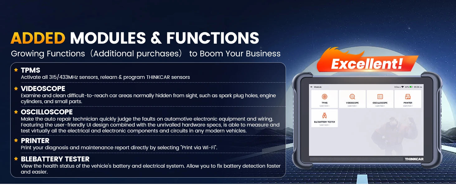 THINKCAR THINKSCAN 689BT – OBD2 Diagnoseverktøy med Nøkkelprogrammering, ECU Coding, CANFD og DOIP