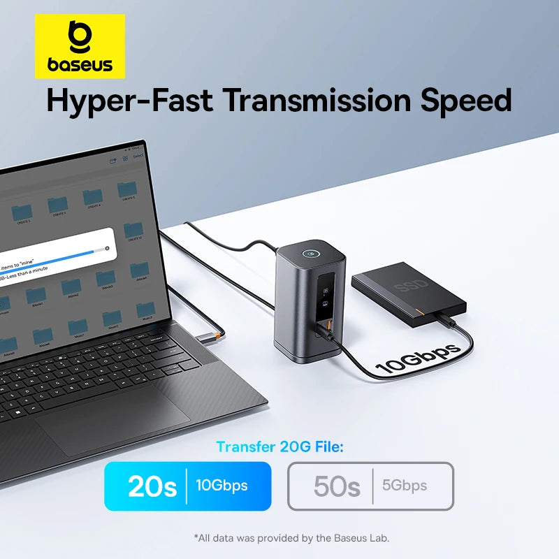 Baseus Spacemate USB-C Dokkingstasjon 11-i-1 / 12-i-1 – 4K@60Hz, 10 Gbps USB, Gigabit LAN og PD 100W