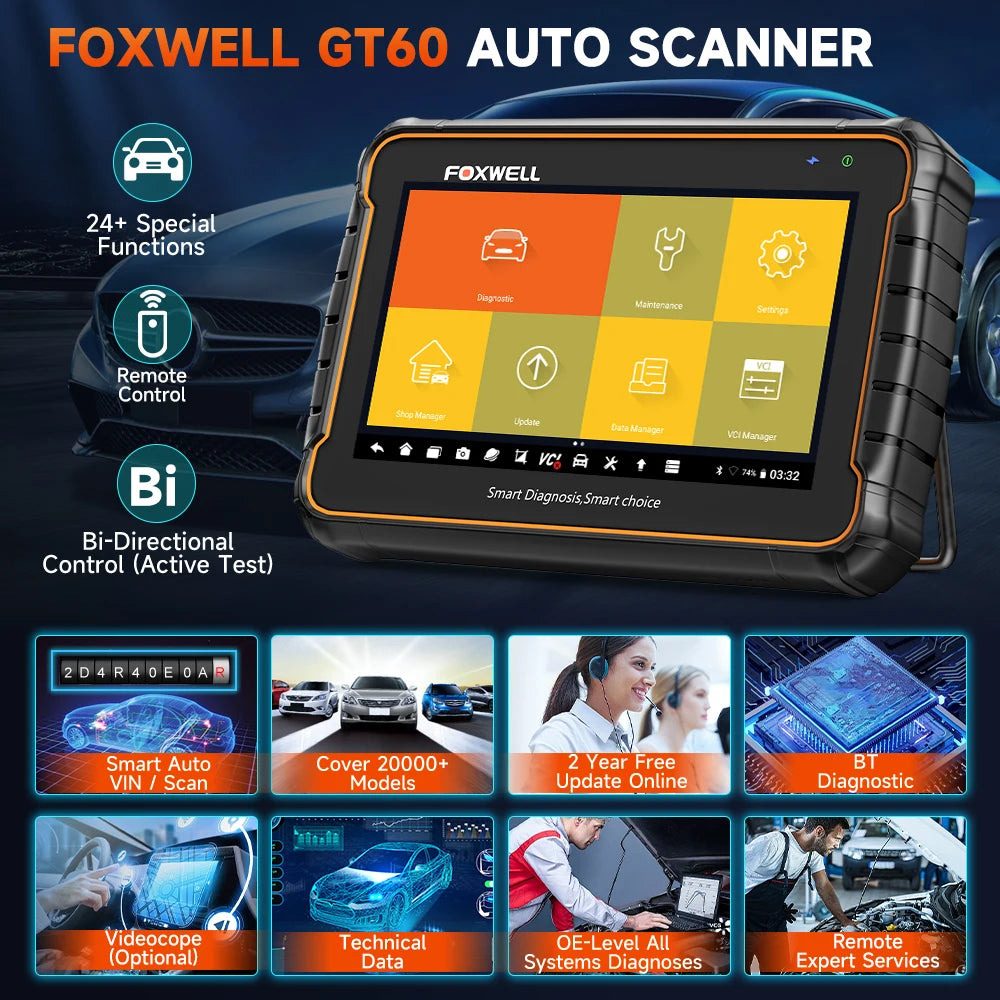 FOXWELL GT60 – Profesjonelt OBD2 Diagnostikkverktøy med Full Systemdiagnose og Toveis Kontroll