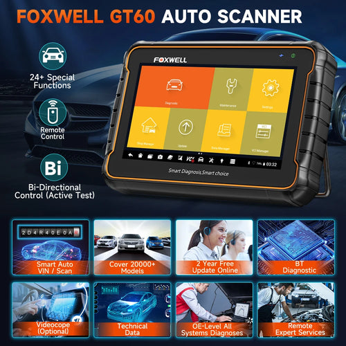 FOXWELL GT60 – Profesjonelt OBD2 Diagnostikkverktøy med Full Systemdiagnose og Toveis Kontroll