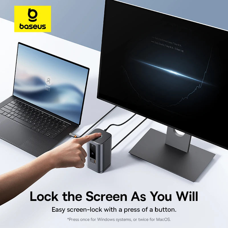 Baseus Spacemate USB-C Dokkingstasjon 11-i-1 / 12-i-1 – 4K@60Hz, 10 Gbps USB, Gigabit LAN og PD 100W