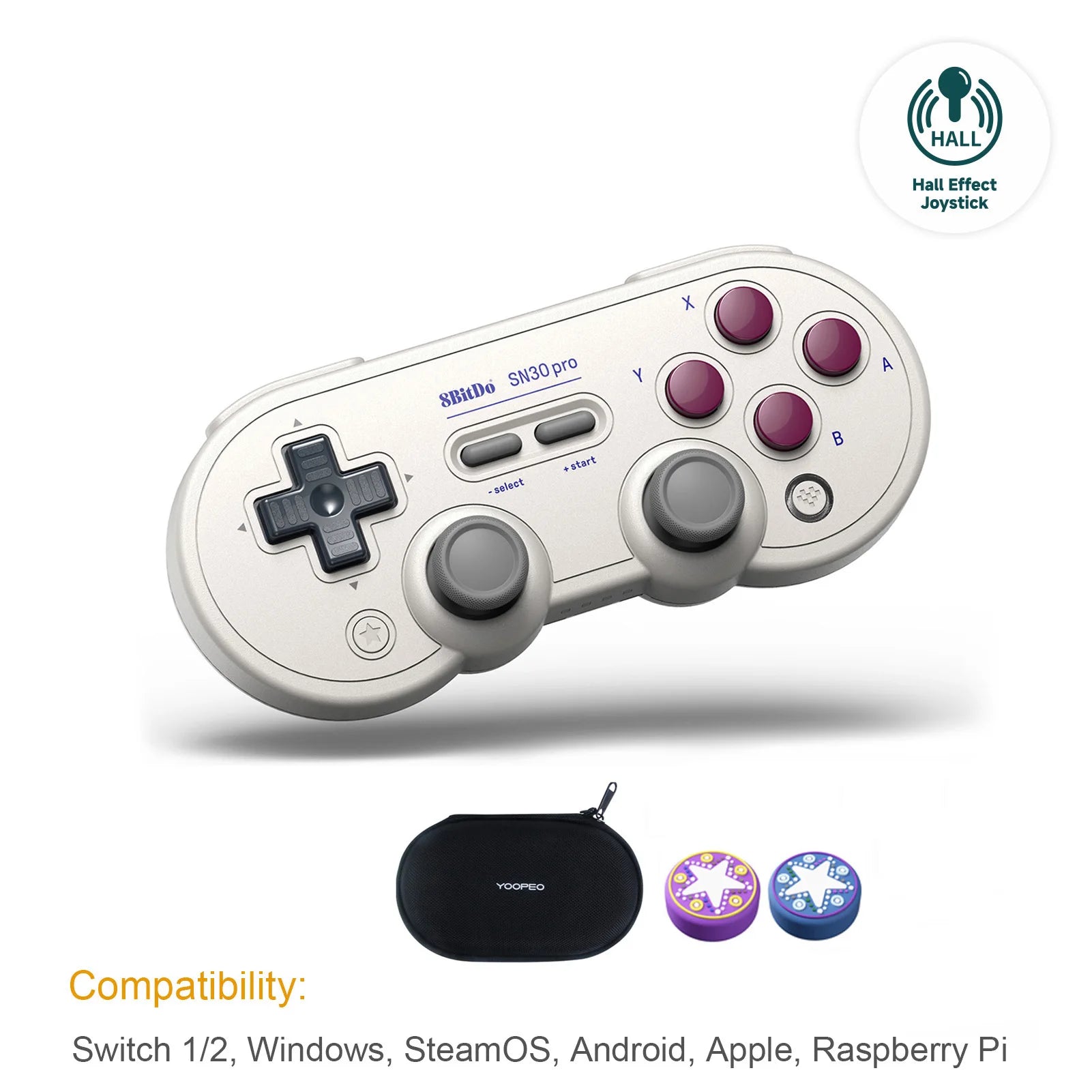 8Bitdo SN30 Pro Bluetooth Wireless Gaming Controller with  Effect for Switch 2 Macos Android Raspberry Pi Windows Steam Deck