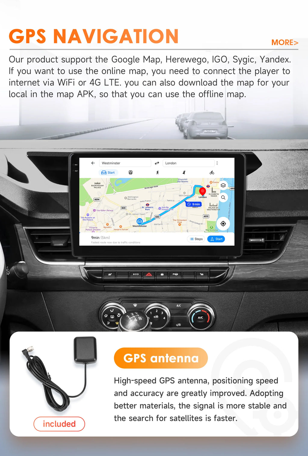10.1" Car Android Intelligent System for Renault Kangoo 2019 - 2025 Radio Multimedia Player Carplay 4G WIFI GPS 360 Camera