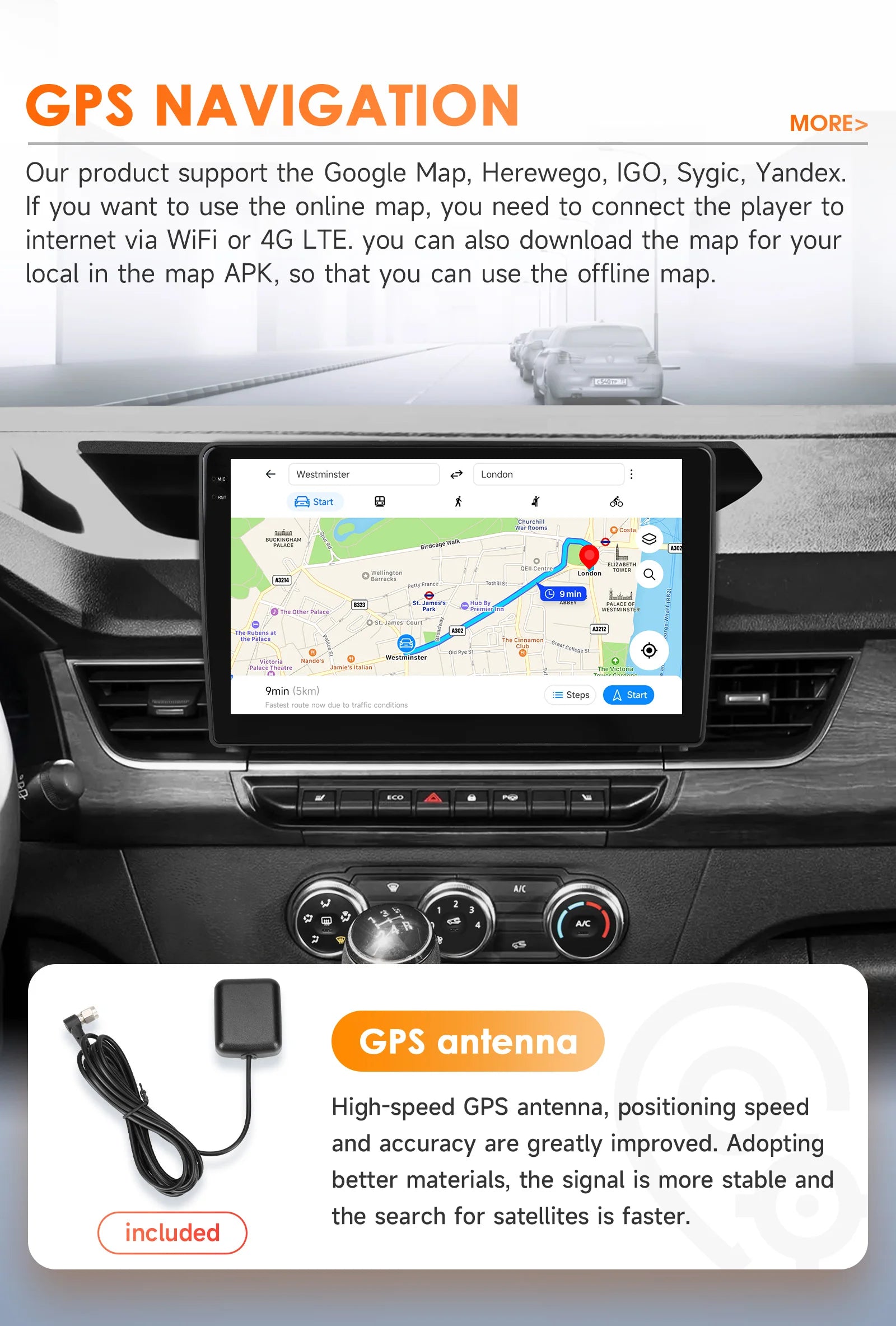 10.1" Car Android Intelligent System for Renault Kangoo 2019 - 2025 Radio Multimedia Player Carplay 4G WIFI GPS 360 Camera