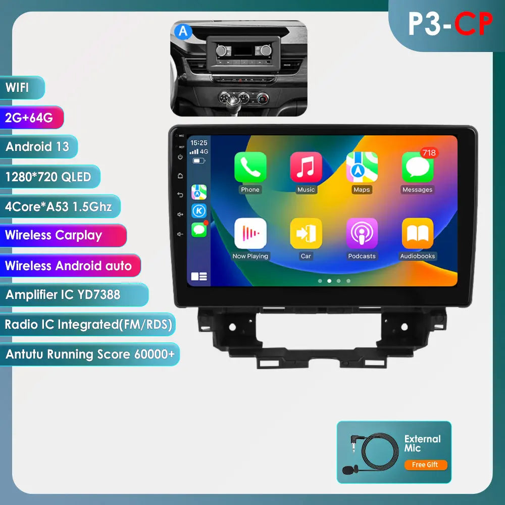 10.1" Car Android Intelligent System for Renault Kangoo 2019 - 2025 Radio Multimedia Player Carplay 4G WIFI GPS 360 Camera