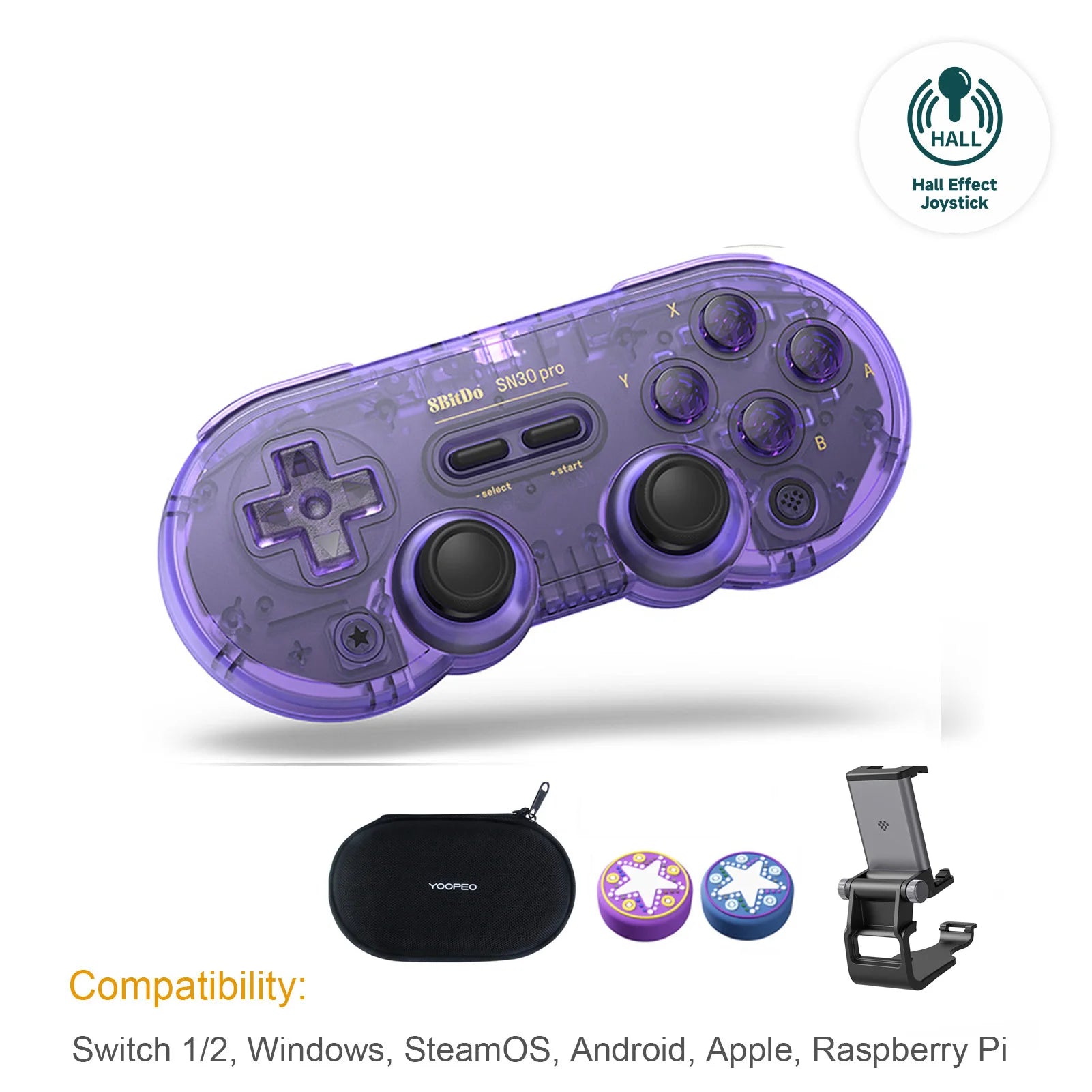 8Bitdo SN30 Pro Bluetooth Wireless Gaming Controller with  Effect for Switch 2 Macos Android Raspberry Pi Windows Steam Deck