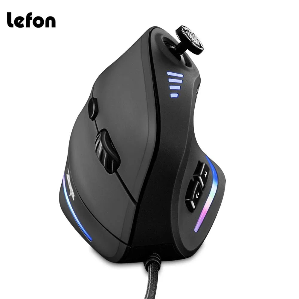 ZELOTES C18 Wired Mouse Vertical Ergonomic Mouse RGB Joysticks Programmable Laser Gaming Mice 10000 DPI for PC Computer Gamer